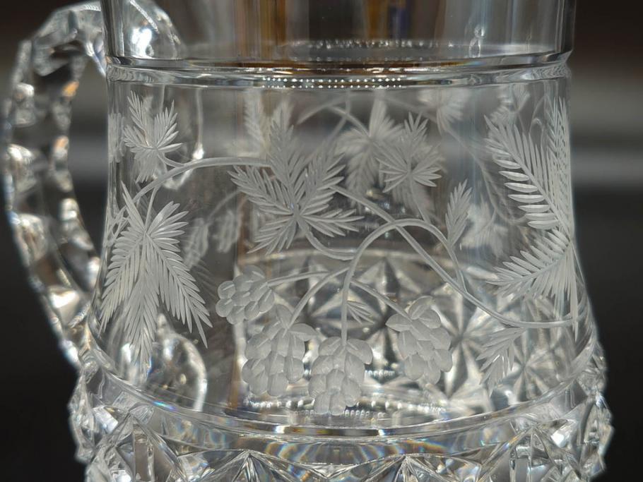 フランス　Baccarat　バカラ　特別限定　希少　1989-8/80　きらめく上品なカットが美しいビアマグ(フルレッドクリスタルガラス、ジョッキ、グラス、ケース付き、証明書なし)(R-077071)