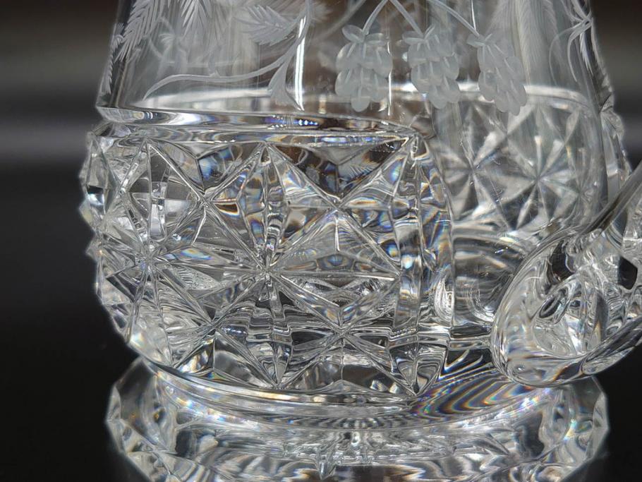 フランス　Baccarat　バカラ　特別限定　希少　1989-8/80　きらめく上品なカットが美しいビアマグ(フルレッドクリスタルガラス、ジョッキ、グラス、ケース付き、証明書なし)(R-077071)