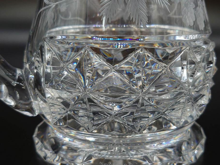 フランス　Baccarat　バカラ　特別限定　希少　1989-8/80　きらめく上品なカットが美しいビアマグ(フルレッドクリスタルガラス、ジョッキ、グラス、ケース付き、証明書なし)(R-077071)