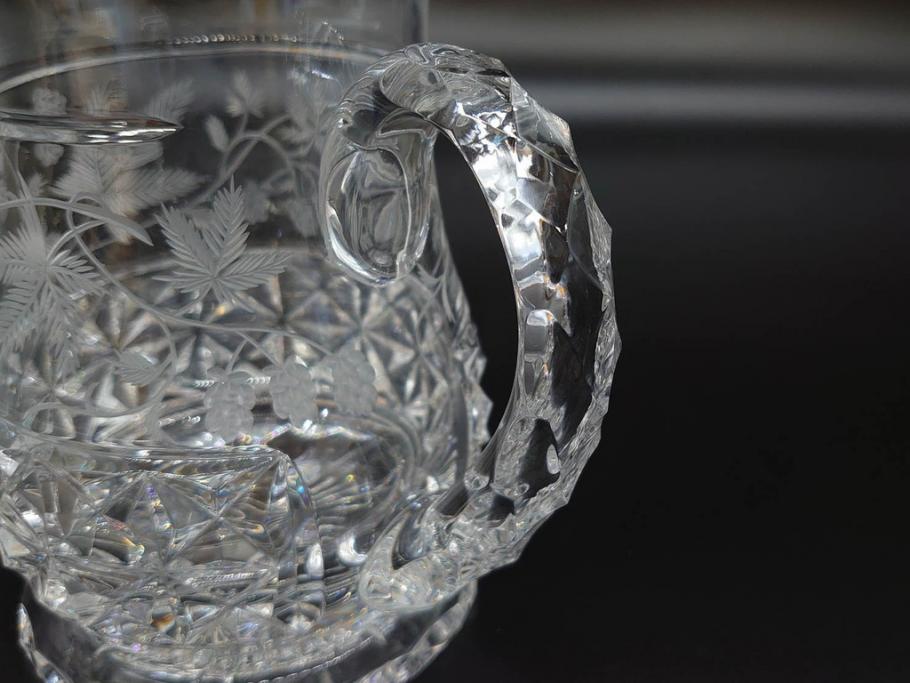 フランス　Baccarat　バカラ　特別限定　希少　1989-8/80　きらめく上品なカットが美しいビアマグ(フルレッドクリスタルガラス、ジョッキ、グラス、ケース付き、証明書なし)(R-077071)