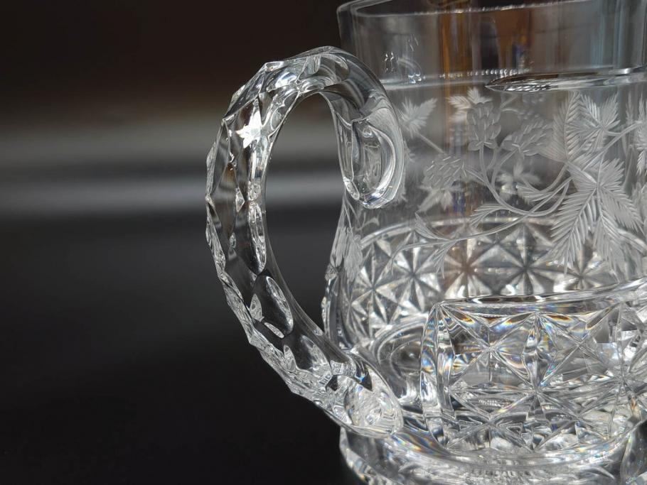 フランス　Baccarat　バカラ　特別限定　希少　1989-8/80　きらめく上品なカットが美しいビアマグ(フルレッドクリスタルガラス、ジョッキ、グラス、ケース付き、証明書なし)(R-077071)