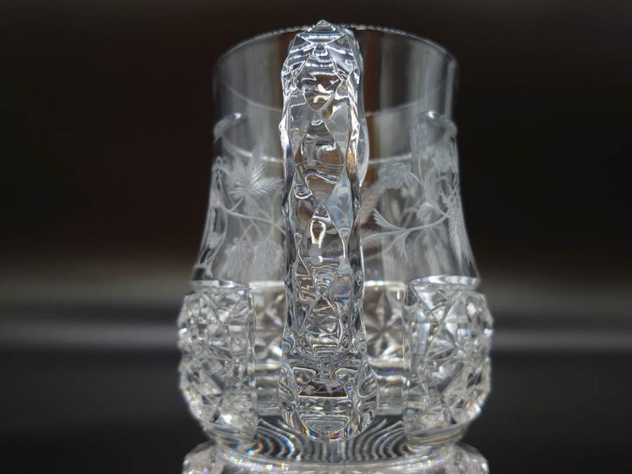 フランス　Baccarat　バカラ　特別限定　希少　1989-8/80　きらめく上品なカットが美しいビアマグ(フルレッドクリスタルガラス、ジョッキ、グラス、ケース付き、証明書なし)(R-077071)