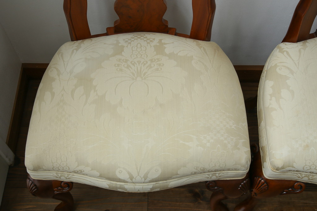 中古　美品　最高級アメリカ家具ブランド　JOHN WIDDICOMB(ジョン・ウィディコム)　マホガニー材　格式高い空間を演出するダイニングチェア6脚セット(アームレスチェア、ダイニングチェア、椅子、イス、バラ売り可能)(定価6脚で約144万円)(R-081917)