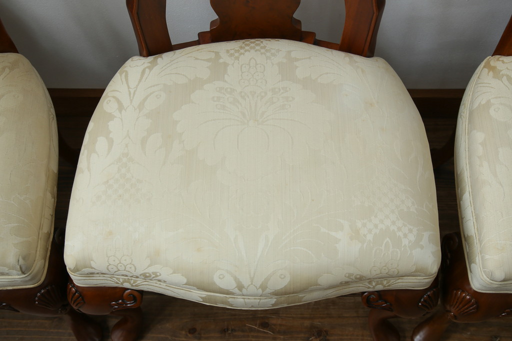 中古　美品　最高級アメリカ家具ブランド　JOHN WIDDICOMB(ジョン・ウィディコム)　マホガニー材　格式高い空間を演出するダイニングチェア6脚セット(アームレスチェア、ダイニングチェア、椅子、イス、バラ売り可能)(定価6脚で約144万円)(R-081917)