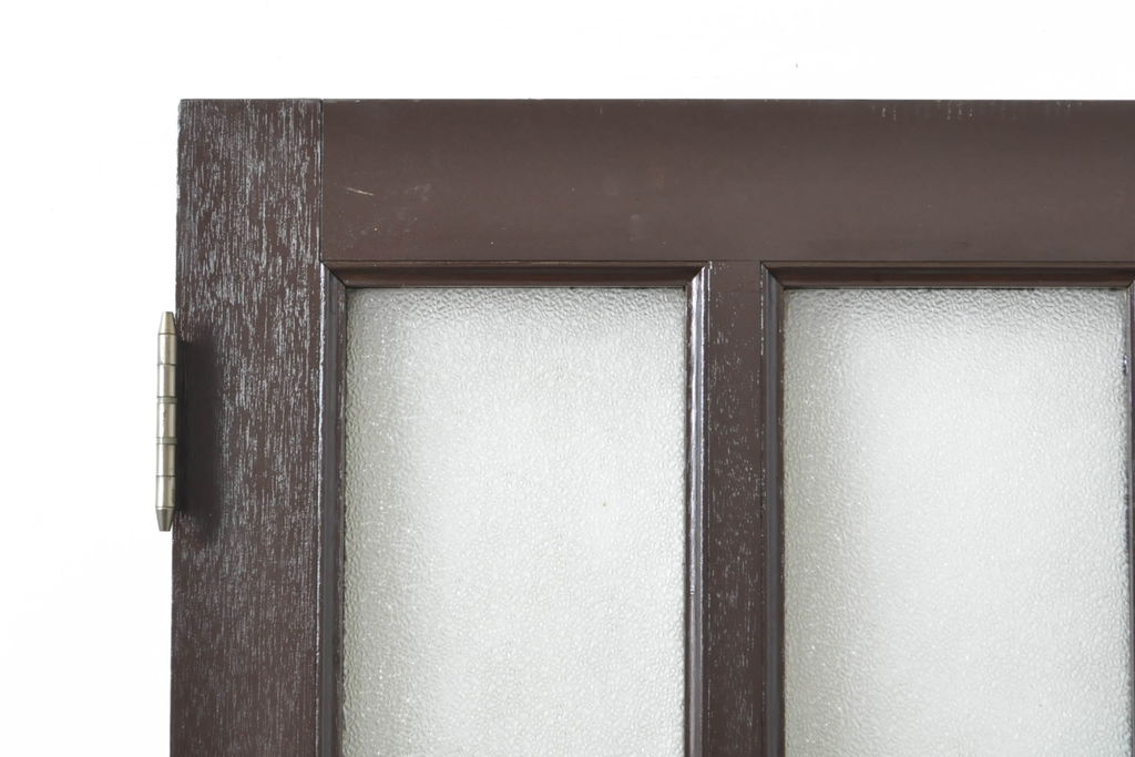 アンティーク建具　ダイヤガラス　濃い木色で落ち着きのある空間を演出するドア1枚(扉、木製ドア、建具)(R-062687)