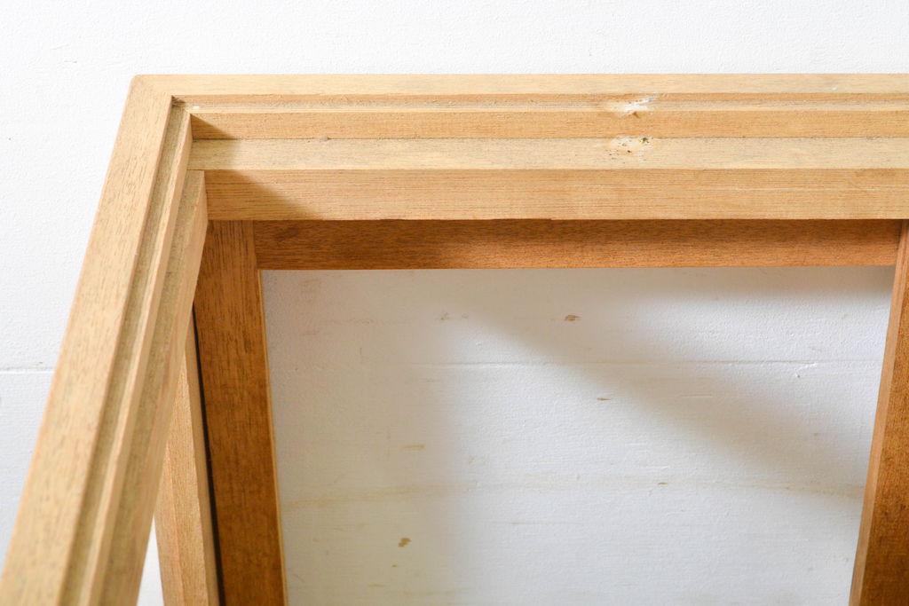 和製ビンテージ　未使用　デッドストック品　シンプルなデザインで使いやすい古い木工所の木枠ガラスケース(ショーケース、飾り棚、陳列棚、ヴィンテージ)(R-062718)