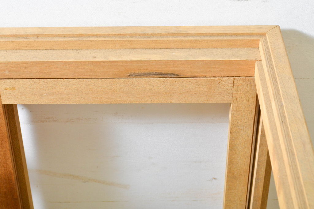 和製ビンテージ　未使用　デッドストック品　シンプルなデザインで使いやすい古い木工所の木枠ガラスケース(ショーケース、飾り棚、陳列棚、ヴィンテージ)(R-062718)