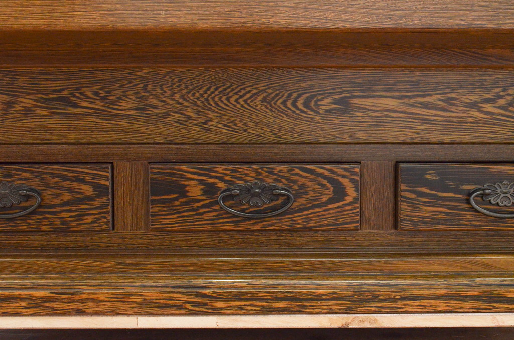 中古　美品　鉄刀木(タガヤサン)無垢材　内部が銅製の関西火鉢(ローテーブル、長火鉢、座卓、リビングテーブル、囲炉裏)(R-069552)