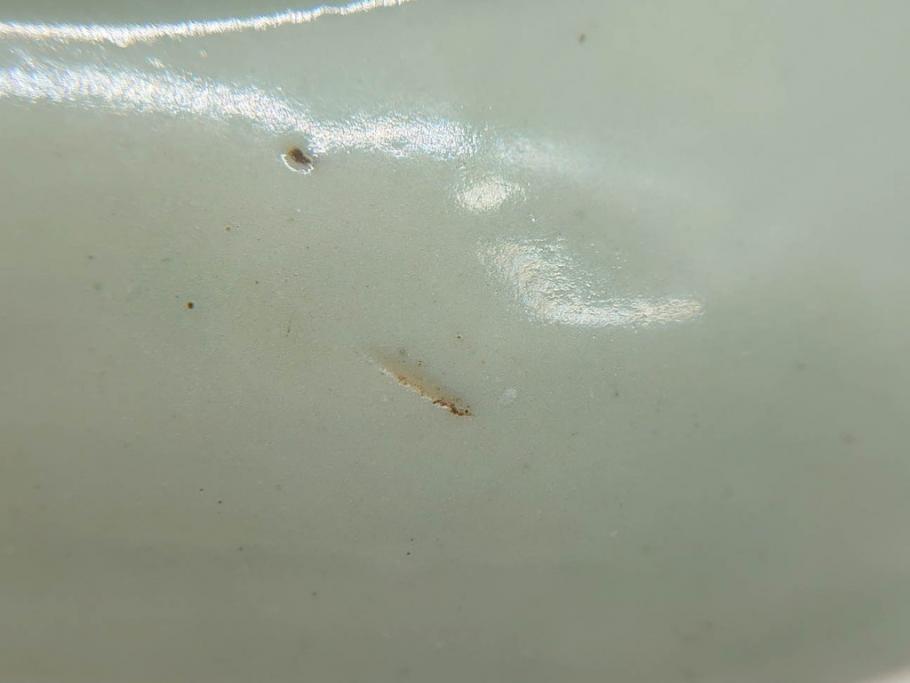 江戸期　古伊万里　青磁　金彩　蔦文　約18cm　6寸　金彩が上品なアクセントになる変形皿3枚セット(六寸、中皿、和食器、和皿)(R-077091)