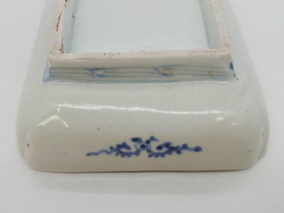 江戸期　古伊万里　染付　冨貴長春　約21cm　7.1寸　牡丹蛸唐草文　細やかで力強く描かれた文様が魅力的な長皿2枚セット(七寸一分、和食器、和皿)(R-077093)
