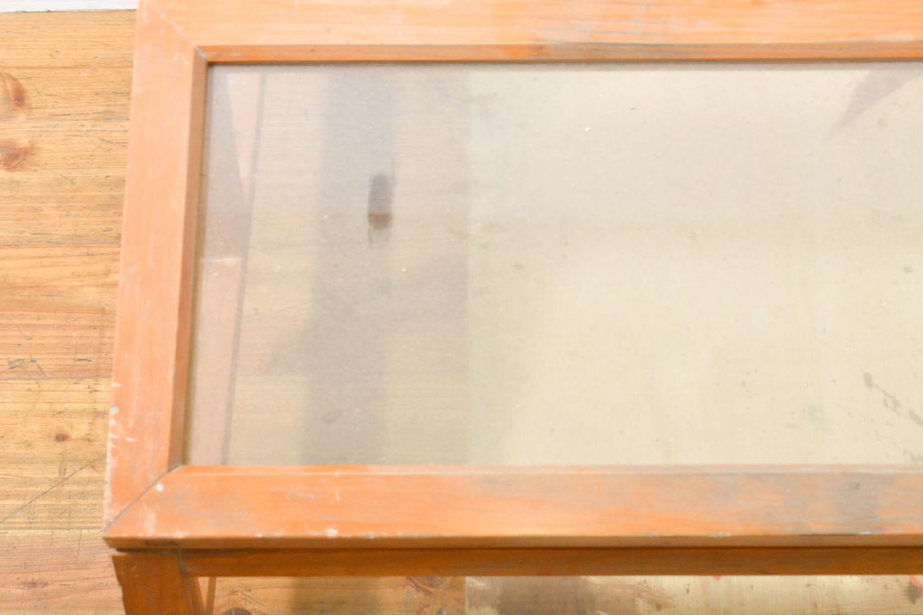 アンティーク家具　レトロな雰囲気溢れる平置き卓上ガラスケース(ショーケース、陳列棚、店舗什器、コレクションケース)(R-062721)