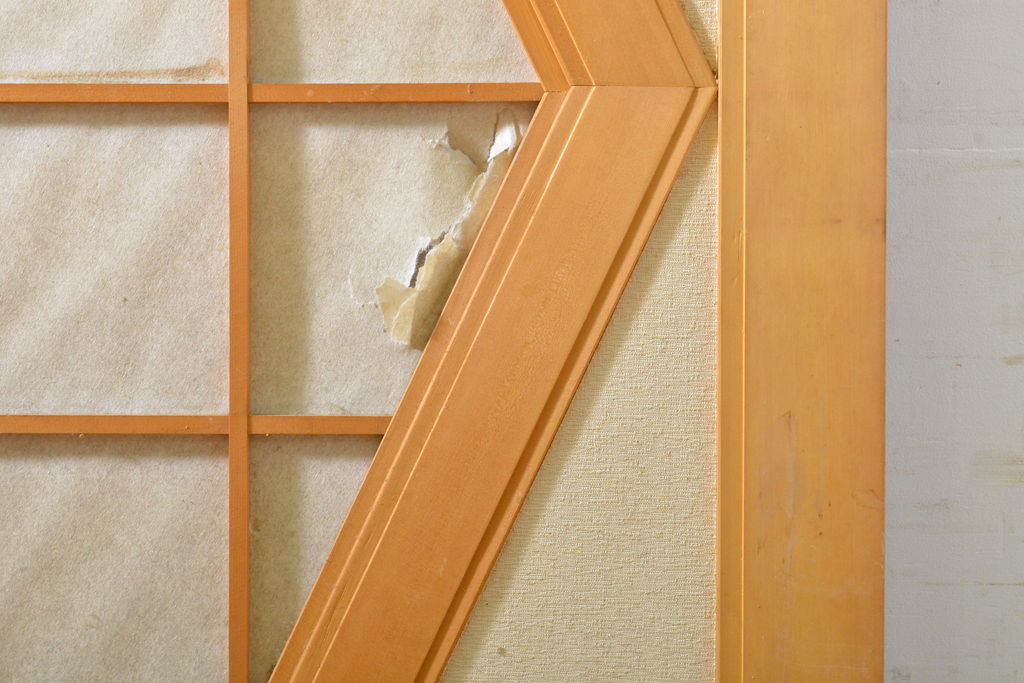 レトロ建具　昭和レトロ　個性的なデザインが目を惹くひし型引き戸1枚(障子戸、板戸、建具)(R-062714)