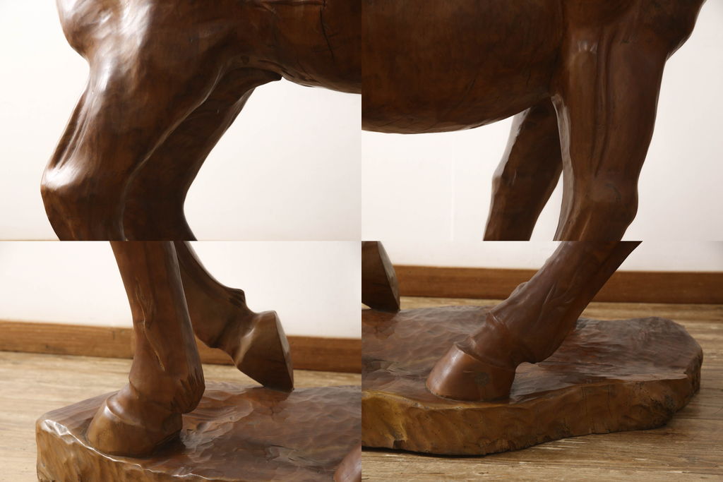 ビンテージ　特大!　隆々とした筋肉や流れる毛の表現がリアルな馬のオブジェ(ディスプレイ、店舗什器、ヴィンテージ)(R-062578)
