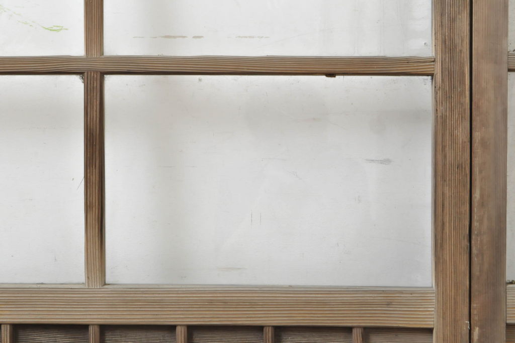 アンティーク建具　経年を感じる風合いが魅力のガラス戸2枚セット(引き戸、建具)(R-054040)