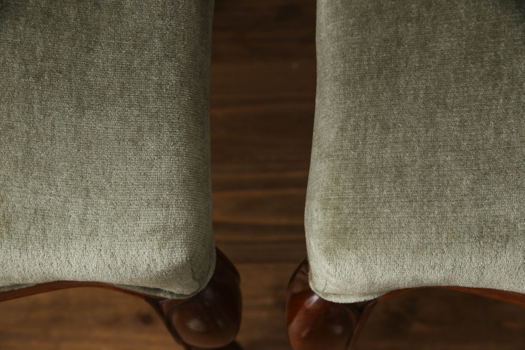 中古　高級家具　カリン材　ロココ調の優美なチェア2脚セット(ダイニングチェア、サロンチェア、椅子、花梨材)(R-050058)