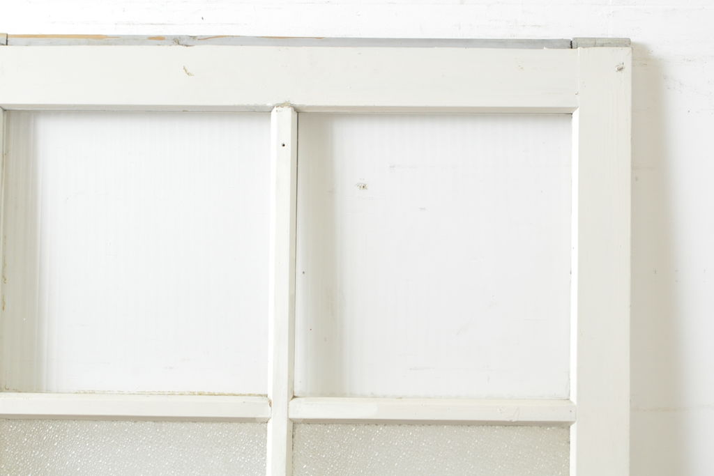 アンティーク建具　ペイント仕上げ限定　ホワイトカラーが爽やかなペイントガラス戸1枚(引き戸、建具)(R-062807)