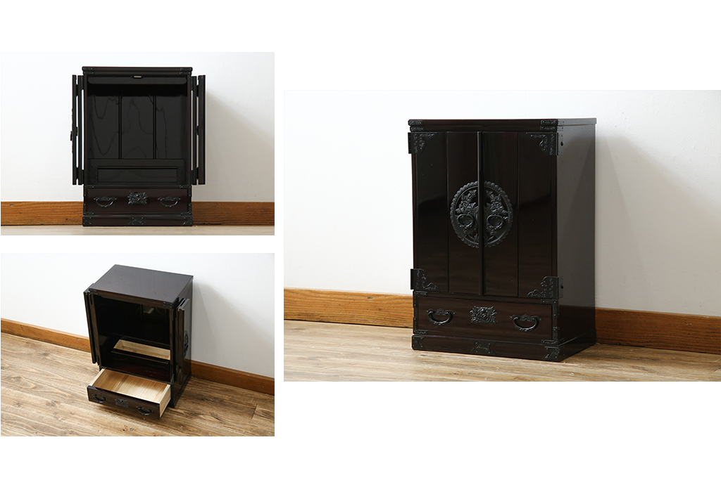 新品　未使用　仙台箪笥　落ち着きのある色味が魅力的な仏壇と仏具のセット(仙台仏壇)(定価約30万円)(R-078841)