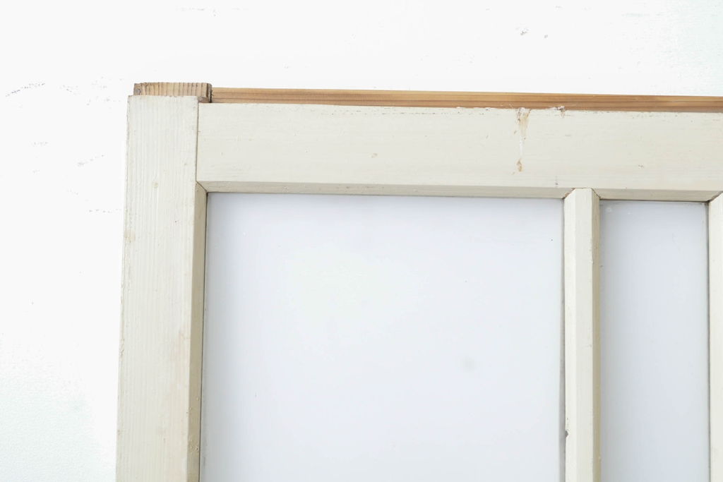 アンティーク建具　ペイント仕上げ限定　落ち着いた雰囲気を演出する古い学校のガラス戸2枚セット(引き戸、建具)(R-062649)