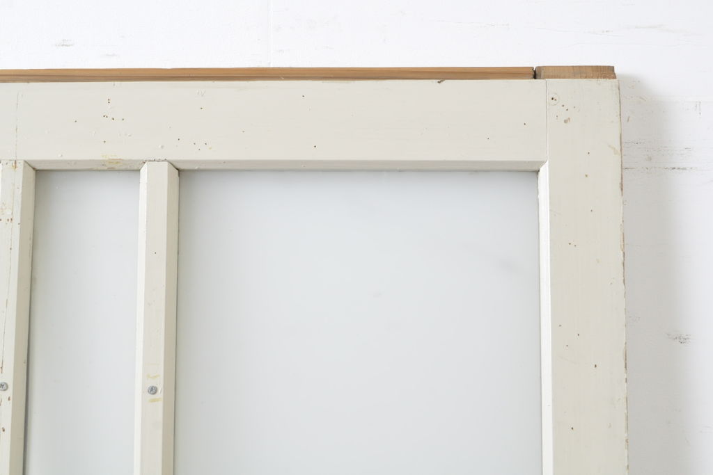 アンティーク建具　ペイント仕上げ限定　落ち着いた雰囲気を演出する古い学校のガラス戸2枚セット(引き戸、建具)(R-062649)