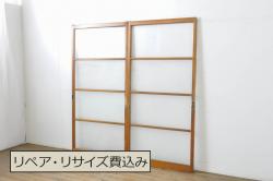 アンティーク建具　大正期の趣漂う格子帯戸1枚(引き戸、板戸、建具)(R-054386)