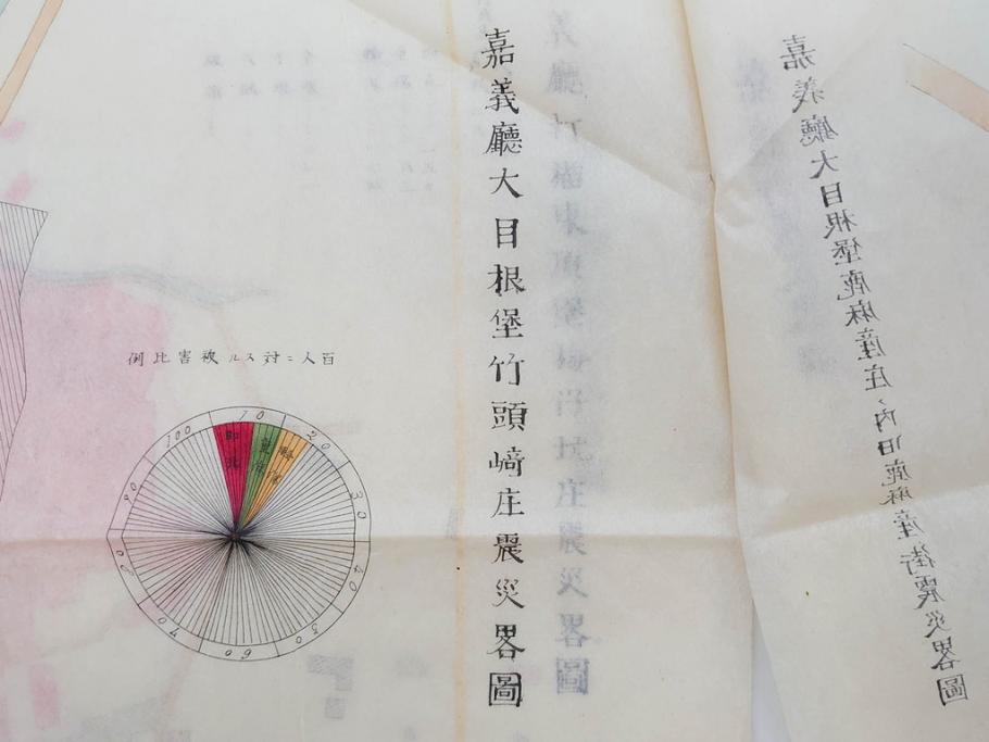 戦前　当時物　嘉義地震　震災略図　震災被害略図　震災概況略図9枚(台湾、中国、古文書、古地図)(R-077176)
