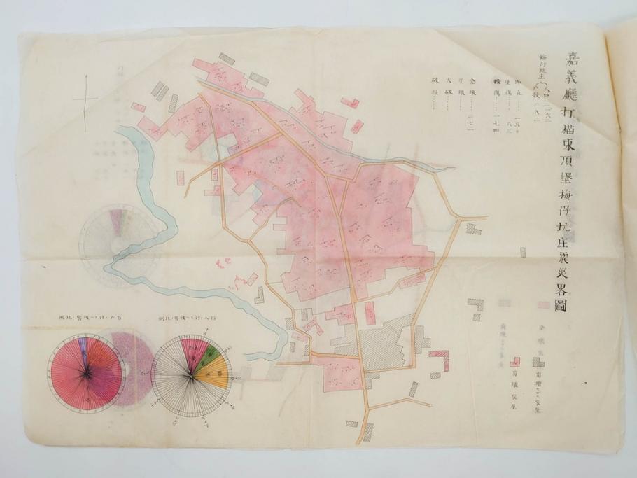 戦前　当時物　嘉義地震　震災略図　震災被害略図　震災概況略図9枚(台湾、中国、古文書、古地図)(R-077176)