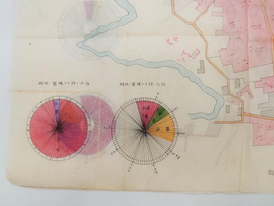 戦前　当時物　嘉義地震　震災略図　震災被害略図　震災概況略図9枚(台湾、中国、古文書、古地図)(R-077176)