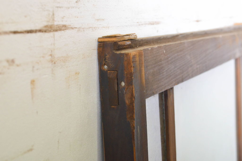 アンティーク建具　大正ロマン　レトロな雰囲気を演出する個性的な面取りのガラス戸1枚(引き戸、建具)(R-062704)