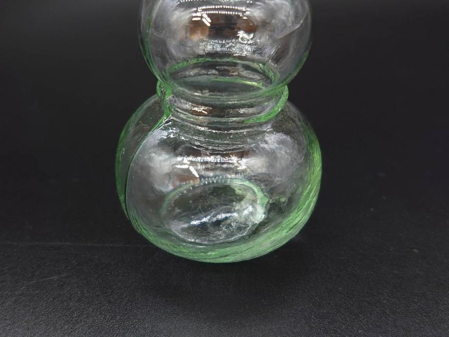 戦前　当時物　瓢箪型　気泡や絶妙なフォルムが味わいのあるニッキ水瓶5個セット(豆ガラス、ちびニッキ水、ガラス容器、駄菓子屋ビン、ペロペロ、レトロガラス、一輪挿し、ひょうたん)(R-077061)