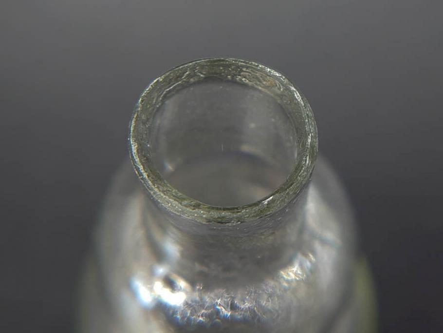 戦前　当時物　瓢箪型　気泡や絶妙なフォルムが味わいのあるニッキ水瓶5個セット(豆ガラス、ちびニッキ水、ガラス容器、駄菓子屋ビン、ペロペロ、レトロガラス、一輪挿し、ひょうたん)(R-077061)