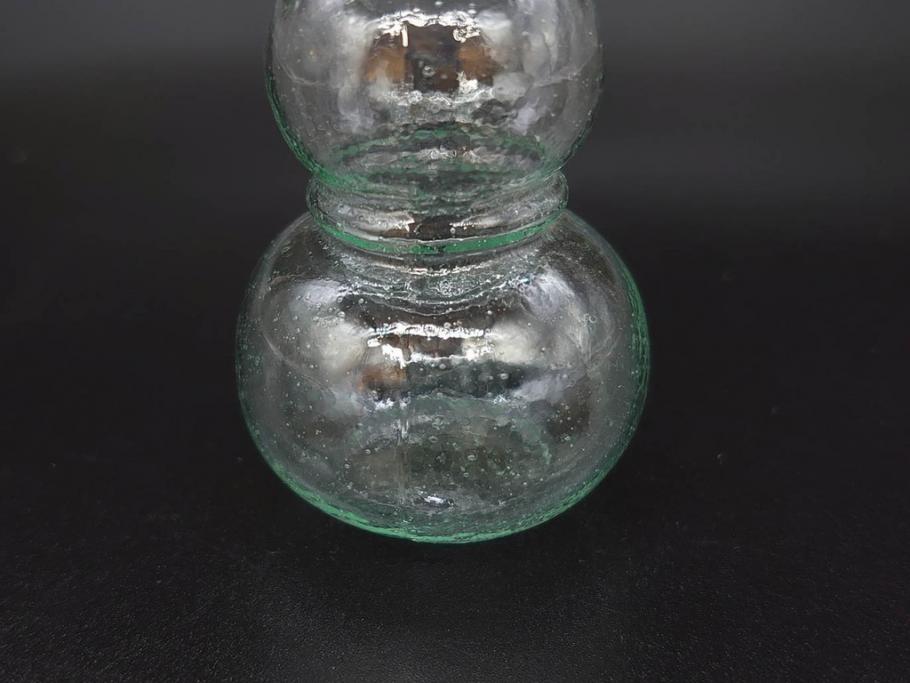 戦前　当時物　瓢箪型　気泡や絶妙なフォルムが味わいのあるニッキ水瓶5個セット(豆ガラス、ちびニッキ水、ガラス容器、駄菓子屋ビン、ペロペロ、レトロガラス、一輪挿し、ひょうたん)(R-077061)
