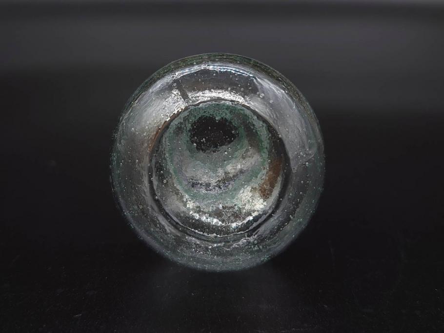 戦前　当時物　瓢箪型　気泡や絶妙なフォルムが味わいのあるニッキ水瓶5個セット(豆ガラス、ちびニッキ水、ガラス容器、駄菓子屋ビン、ペロペロ、レトロガラス、一輪挿し、ひょうたん)(R-077061)