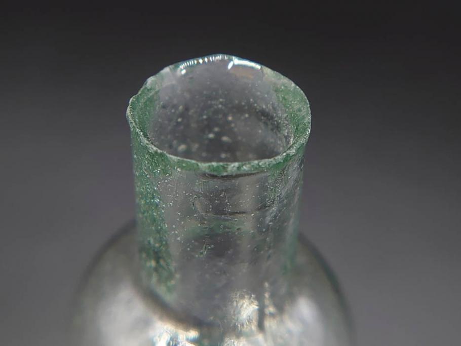 戦前　当時物　瓢箪型　気泡や絶妙なフォルムが味わいのあるニッキ水瓶5個セット(豆ガラス、ちびニッキ水、ガラス容器、駄菓子屋ビン、ペロペロ、レトロガラス、一輪挿し、ひょうたん)(R-077061)