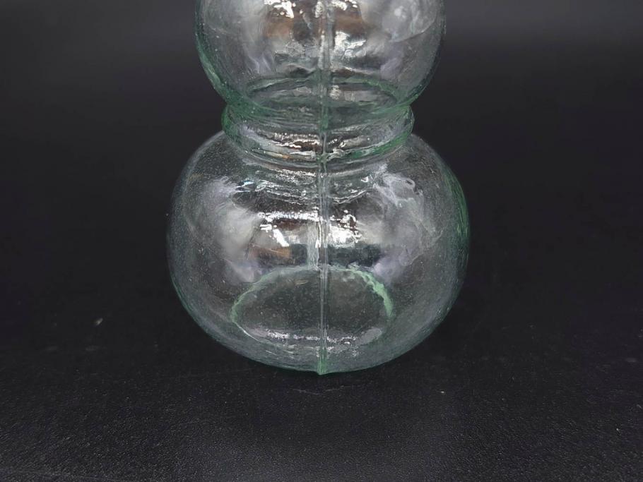 戦前　当時物　瓢箪型　気泡や絶妙なフォルムが味わいのあるニッキ水瓶5個セット(豆ガラス、ちびニッキ水、ガラス容器、駄菓子屋ビン、ペロペロ、レトロガラス、一輪挿し、ひょうたん)(R-077062)