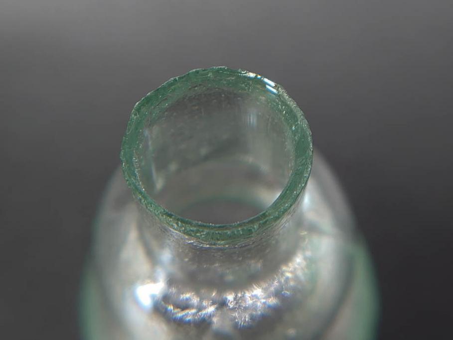 戦前　当時物　瓢箪型　気泡や絶妙なフォルムが味わいのあるニッキ水瓶5個セット(豆ガラス、ちびニッキ水、ガラス容器、駄菓子屋ビン、ペロペロ、レトロガラス、一輪挿し、ひょうたん)(R-077062)