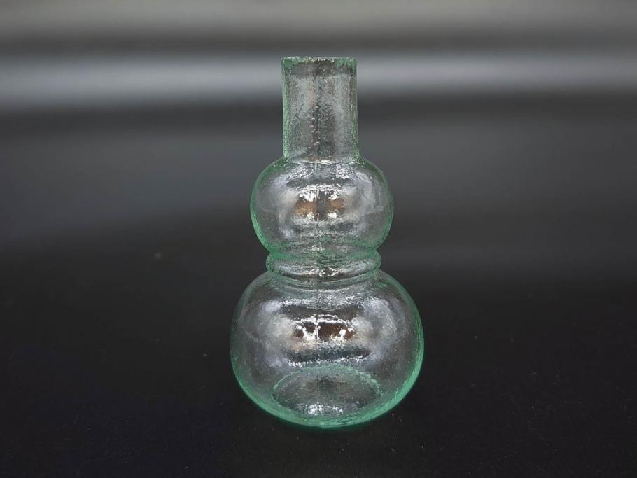 戦前　当時物　瓢箪型　気泡や絶妙なフォルムが味わいのあるニッキ水瓶5個セット(豆ガラス、ちびニッキ水、ガラス容器、駄菓子屋ビン、ペロペロ、レトロガラス、一輪挿し、ひょうたん)(R-077062)