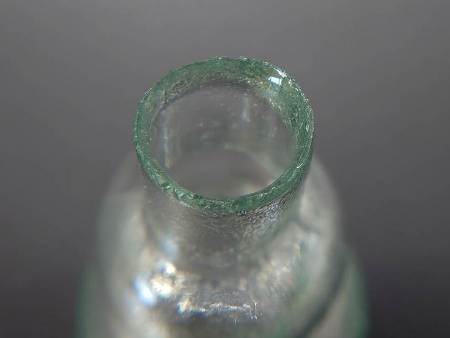 戦前　当時物　瓢箪型　気泡や絶妙なフォルムが味わいのあるニッキ水瓶5個セット(豆ガラス、ちびニッキ水、ガラス容器、駄菓子屋ビン、ペロペロ、レトロガラス、一輪挿し、ひょうたん)(R-077062)