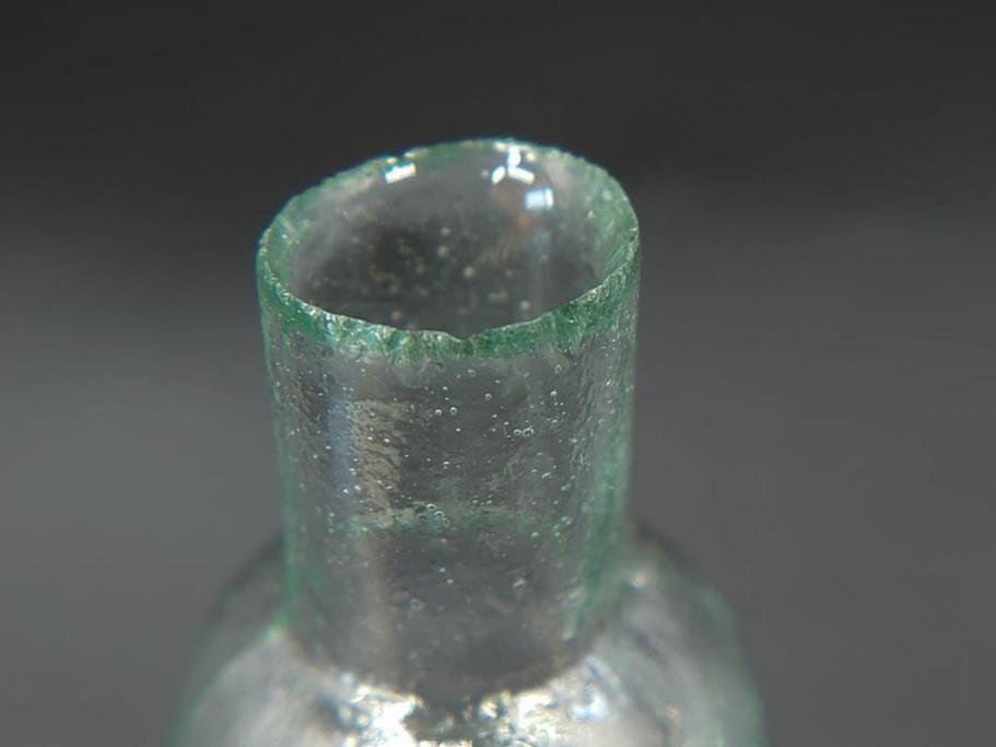 戦前　当時物　瓢箪型　気泡や絶妙なフォルムが味わいのあるニッキ水瓶5個セット(豆ガラス、ちびニッキ水、ガラス容器、駄菓子屋ビン、ペロペロ、レトロガラス、一輪挿し、ひょうたん)(R-077062)
