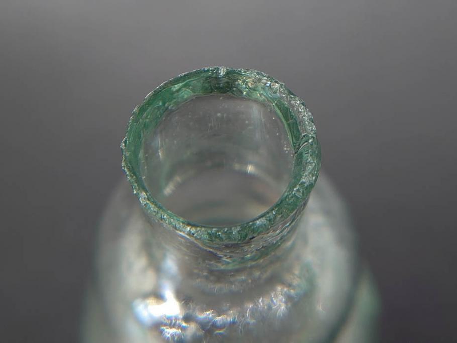 戦前　当時物　瓢箪型　気泡や絶妙なフォルムが味わいのあるニッキ水瓶5個セット(豆ガラス、ちびニッキ水、ガラス容器、駄菓子屋ビン、ペロペロ、レトロガラス、一輪挿し、ひょうたん)(R-077063)