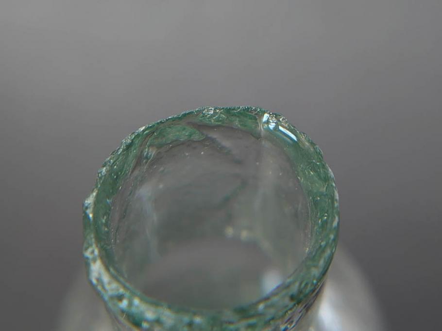 戦前　当時物　瓢箪型　気泡や絶妙なフォルムが味わいのあるニッキ水瓶5個セット(豆ガラス、ちびニッキ水、ガラス容器、駄菓子屋ビン、ペロペロ、レトロガラス、一輪挿し、ひょうたん)(R-077063)