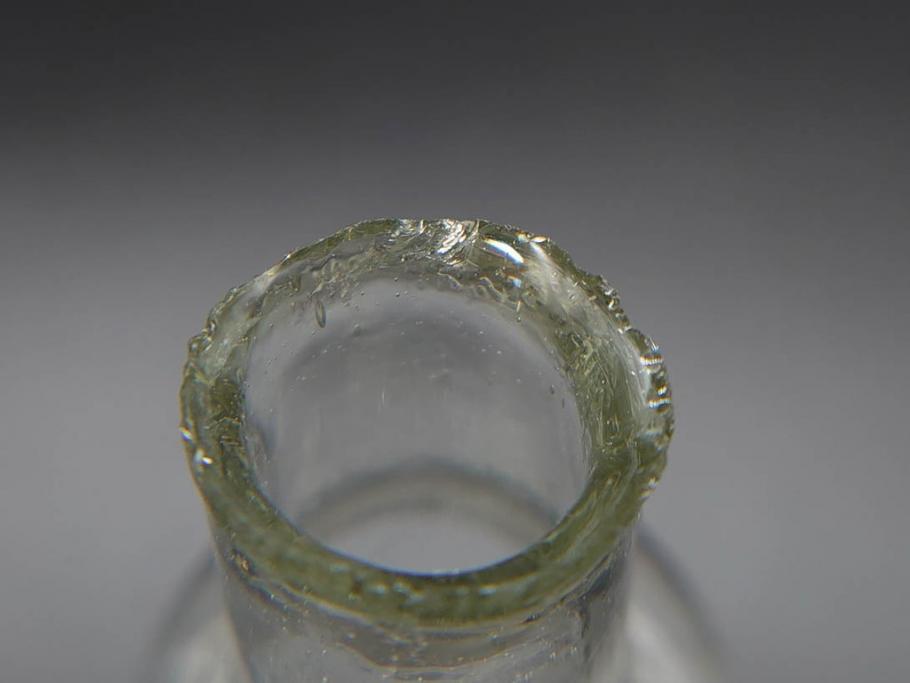 戦前　当時物　瓢箪型　気泡や絶妙なフォルムが味わいのあるニッキ水瓶5個セット(豆ガラス、ちびニッキ水、ガラス容器、駄菓子屋ビン、ペロペロ、レトロガラス、一輪挿し、ひょうたん)(R-077063)