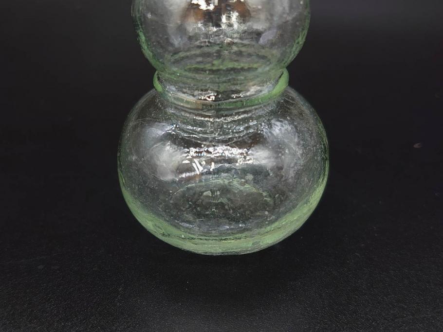 戦前　当時物　瓢箪型　気泡や絶妙なフォルムが味わいのあるニッキ水瓶5個セット(豆ガラス、ちびニッキ水、ガラス容器、駄菓子屋ビン、ペロペロ、レトロガラス、一輪挿し、ひょうたん)(R-077063)