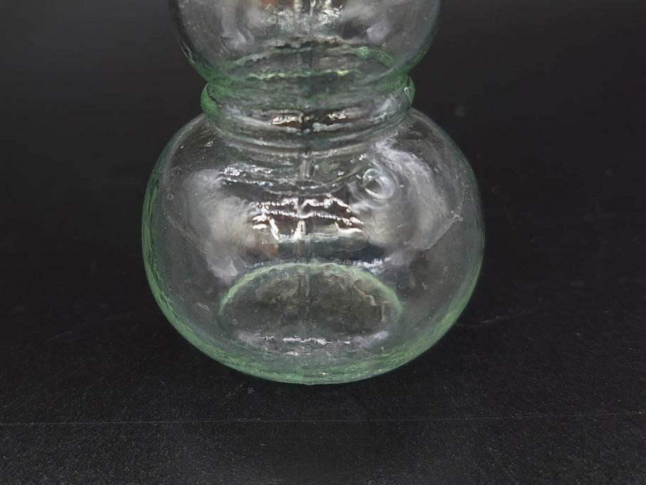 戦前　当時物　瓢箪型　気泡や絶妙なフォルムが味わいのあるニッキ水瓶5個セット(豆ガラス、ちびニッキ水、ガラス容器、駄菓子屋ビン、ペロペロ、レトロガラス、一輪挿し、ひょうたん)(R-077063)