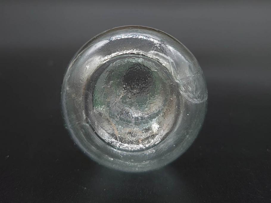 戦前　当時物　瓢箪型　気泡や絶妙なフォルムが味わいのあるニッキ水瓶5個セット(豆ガラス、ちびニッキ水、ガラス容器、駄菓子屋ビン、ペロペロ、レトロガラス、一輪挿し、ひょうたん)(R-077063)