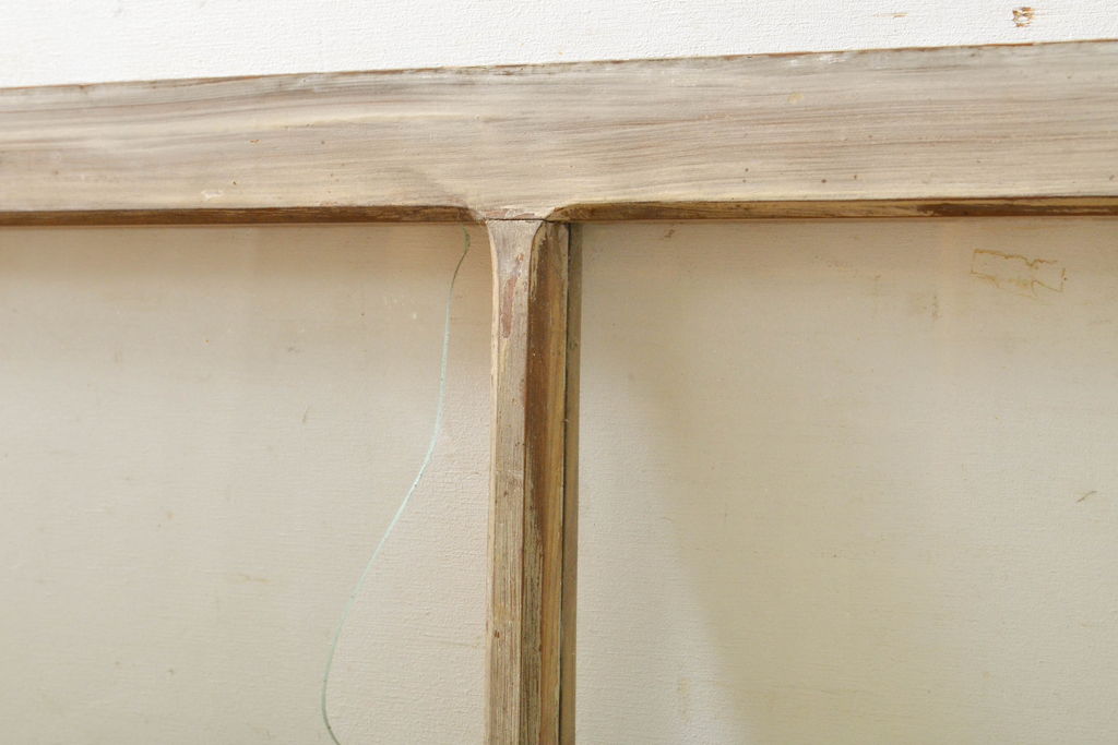 アンティーク建具　シンプルなデザインで使いやすい小窓付きガラス欄間1枚(明かり取り、明り取り、窓、建具)(R-063023)