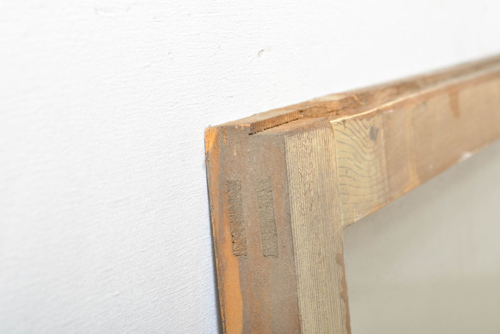 アンティーク建具　シンプルなデザインで使いやすい小窓付きガラス欄間1枚(明かり取り、明り取り、窓、建具)(R-063023)