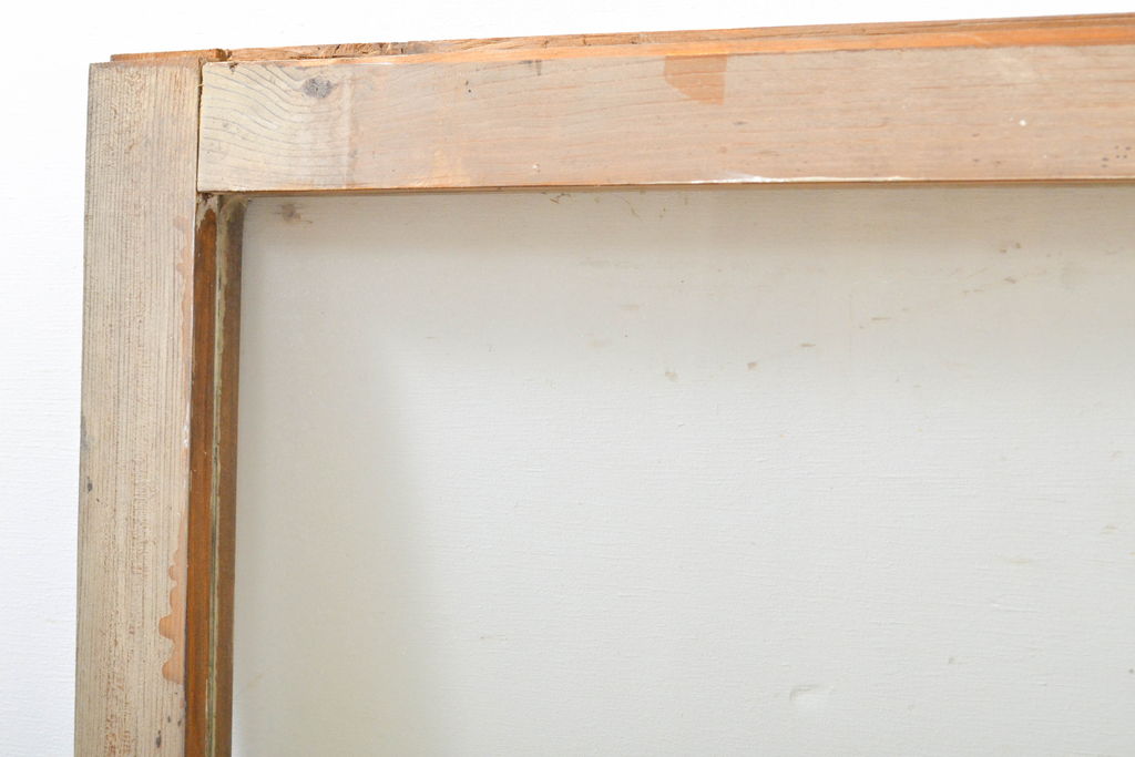 アンティーク建具　シンプルなデザインで使いやすい小窓付きガラス欄間1枚(明かり取り、明り取り、窓、建具)(R-063023)