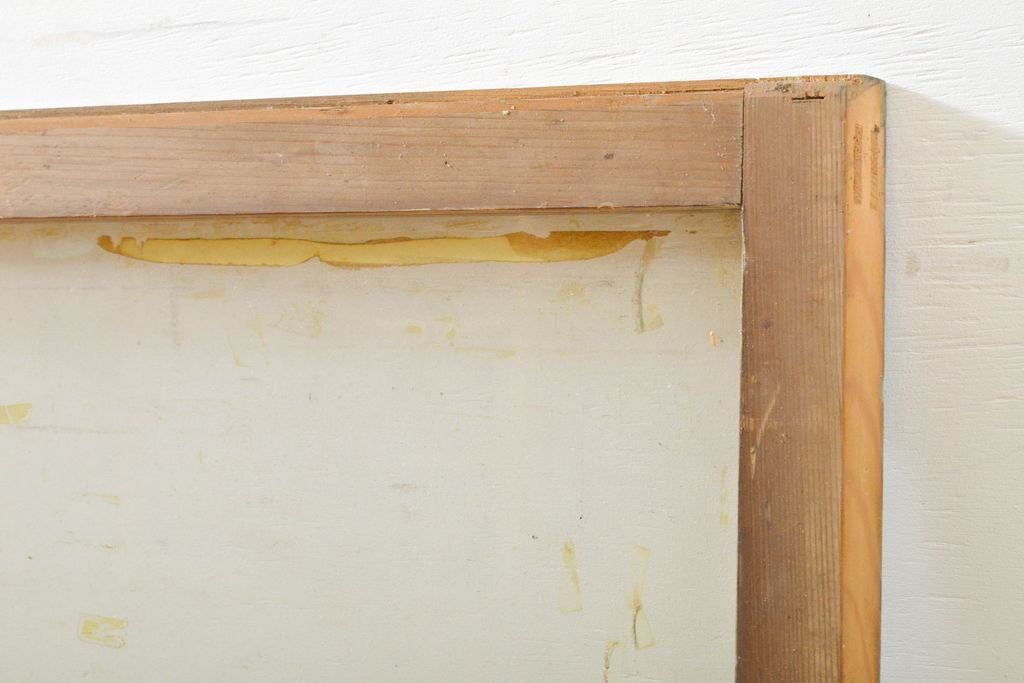 アンティーク建具　シンプルなデザインで使いやすい小窓付きガラス欄間1枚(明かり取り、明り取り、窓、建具)(R-063023)
