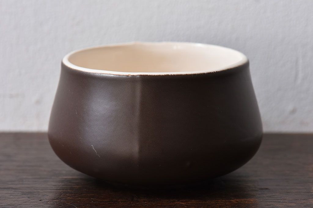 イギリスビンテージ　Honiton Pottery チョコレートブラウンのカップ&ソーサー2客セット(洋食器、陶器)(1)