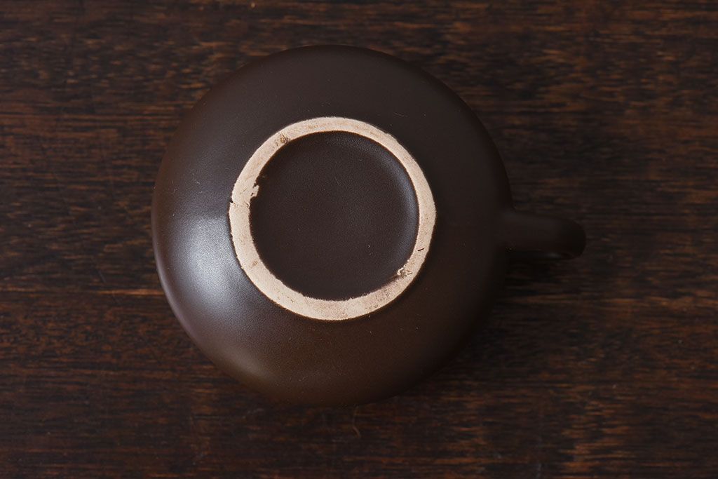イギリスビンテージ　Honiton Pottery チョコレートブラウンのカップ&ソーサー2客セット(洋食器、陶器)(2)